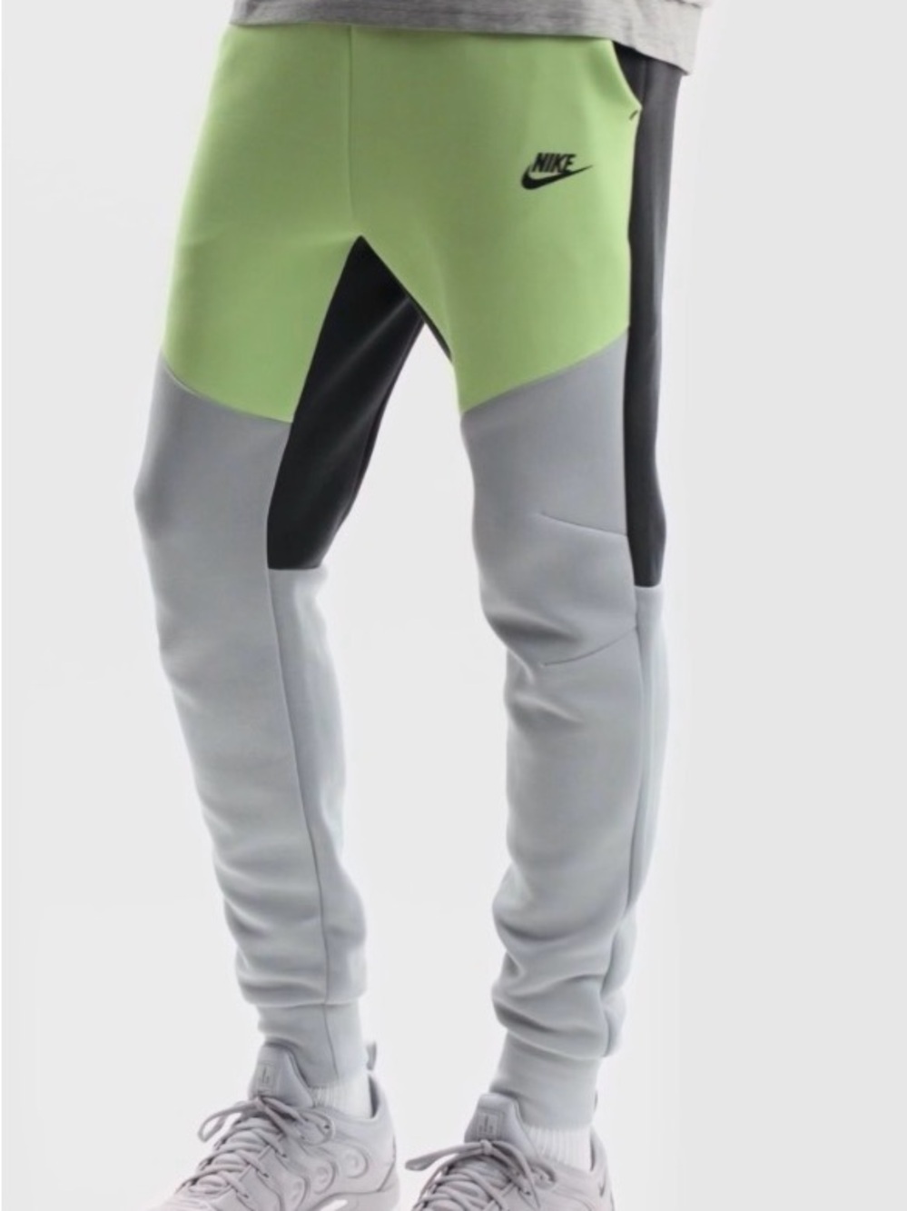 Nike Tech Fleece Tapered Jogger Sweatpants gray lime green men’s sz XXL-tall new - Picture 7 of 8